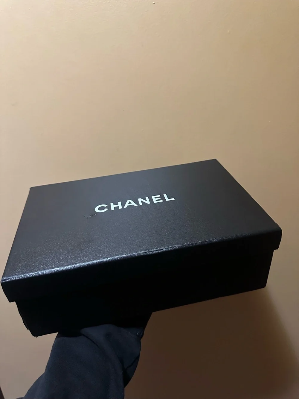 CHANEL Black & White Tweed Slingback Flat